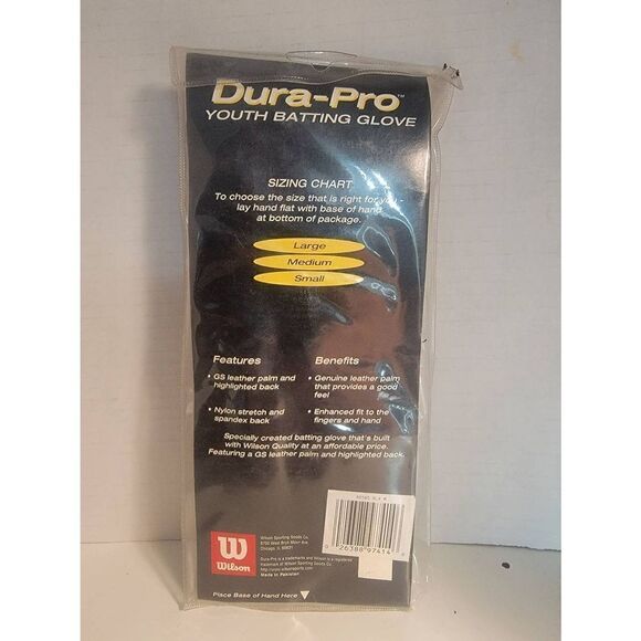 Wilson Dura Pro Youth All Leather Baseball & Football Batting Glove Medium - Picture 3 of 4